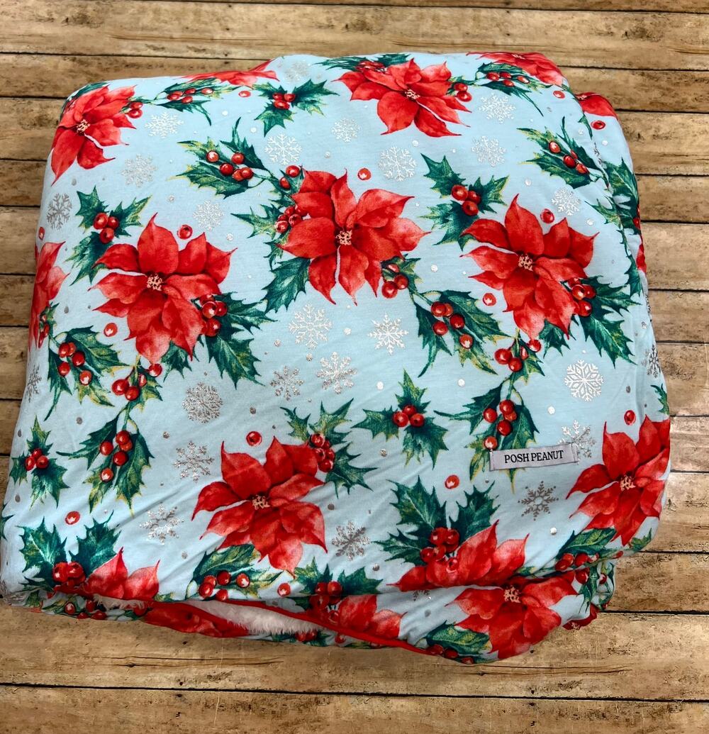 Posh Peanut Winter Lily Poinsettia Plush Luxe Patoo Bamboo Blanket 60x60